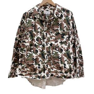Seed to Style 100% Organic Cotton Camo Print Button Up Streetwear Military XL